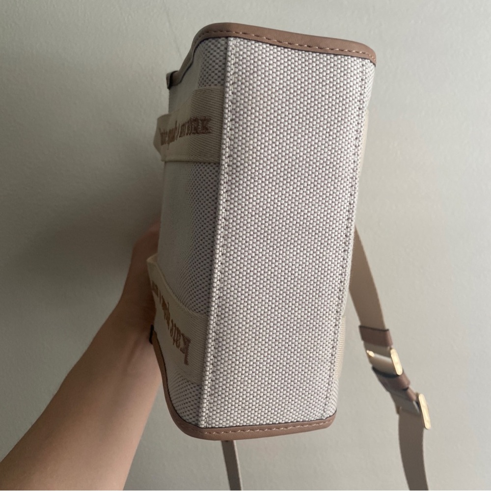kate spade Kip Canvas Mini Tote crossbody handbag beige, removable strap, logo - Picture 10 of 13